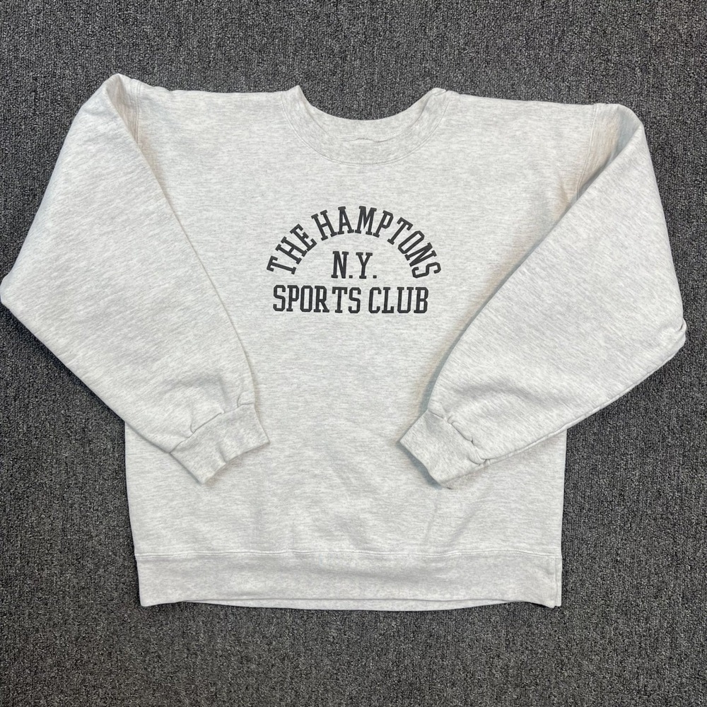 Firstport Vintage Style The Hamptons Sports Club Sweatshirt M Gray Preppy NY